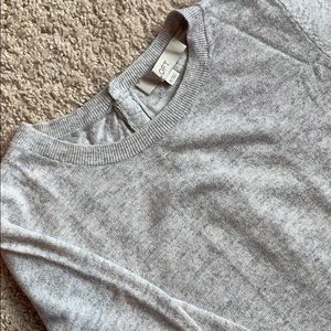 LOFT soft gray sweater with back buttons